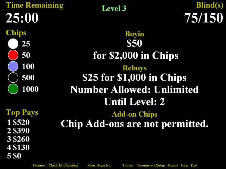 Poker tournament setup